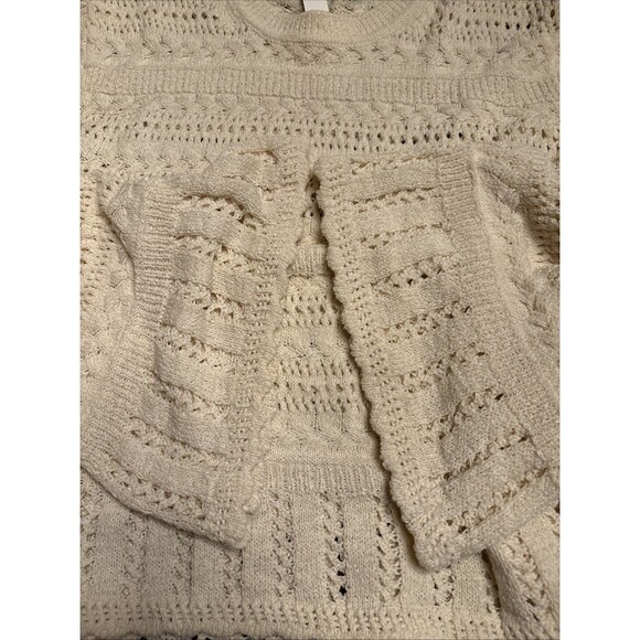 Madewell Women’s Crochet Sweater Sand Cotton Blend Bell Sleeve Size XL NWT NU548 - Picture 7 of 8